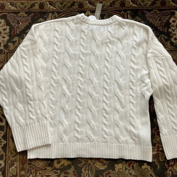JCrew cashmere cable knit white sweater - Picture 3 of 4